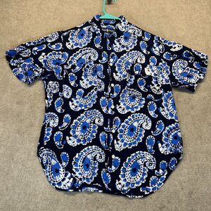 Ralph Lauren 100% Rayon Shirt Women's Size 6 Paisley Floral Button Up Hawaiian